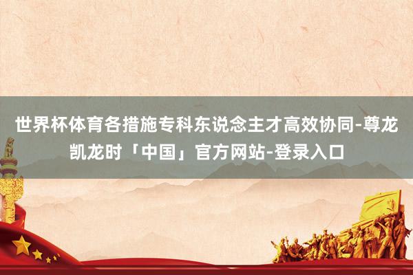 世界杯体育各措施专科东说念主才高效协同-尊龙凯龙时「中国」官方网站-登录入口